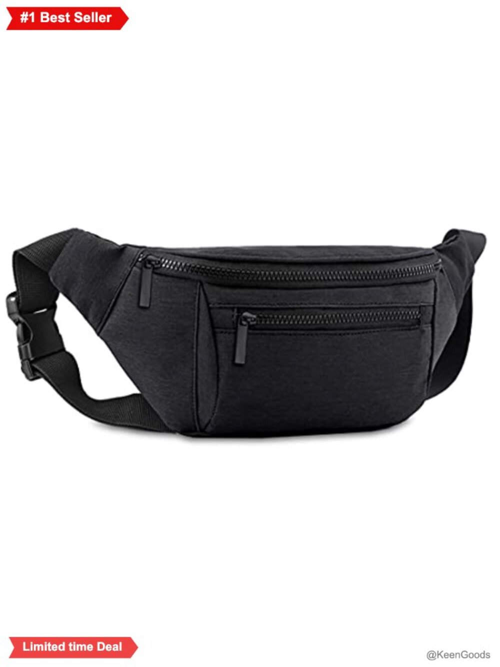 Nylon Fanny Pack 4 Pockets Adjustable Strap Hands-Free Travel